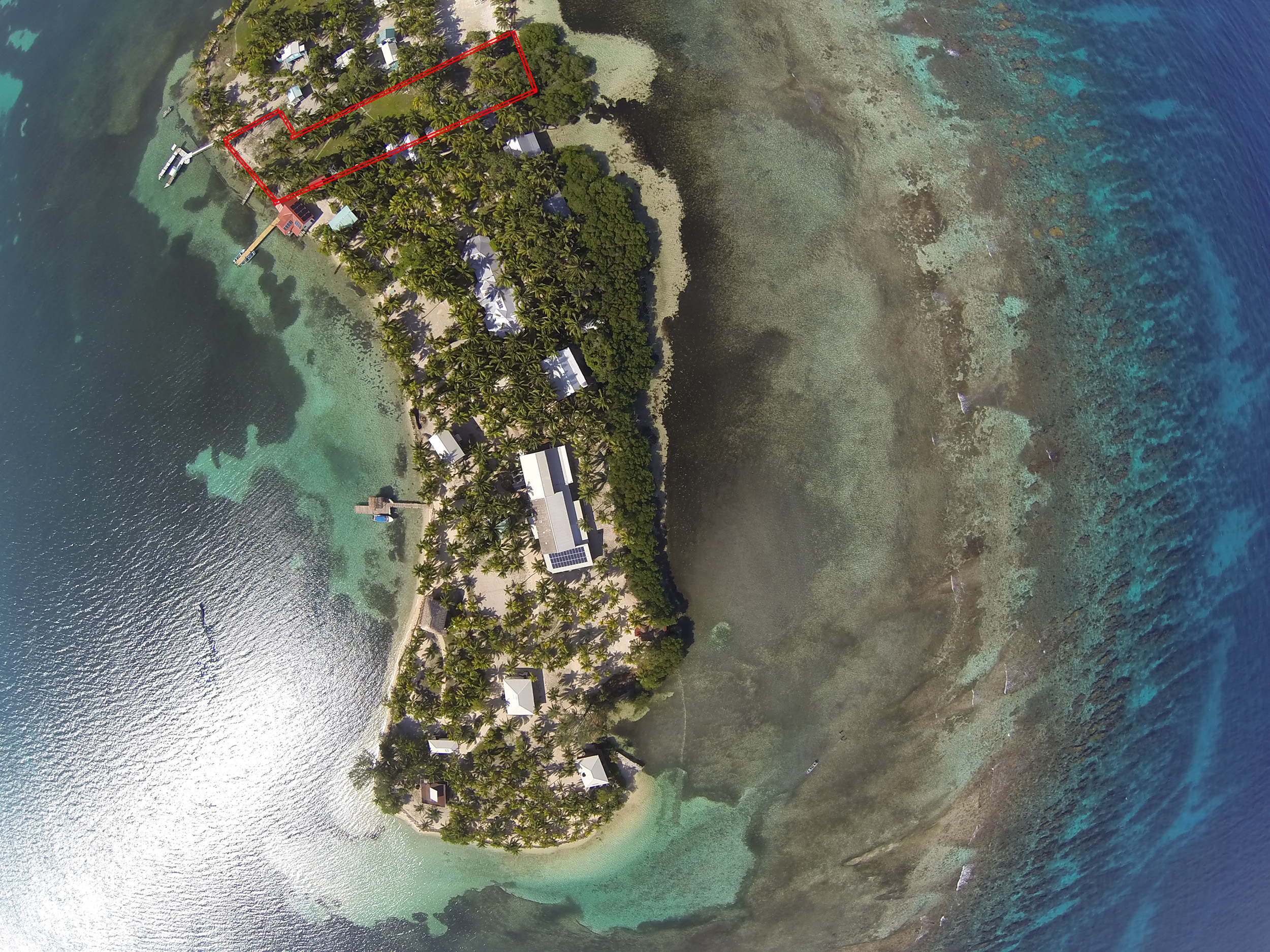 Property outlined in red on South Water Caye